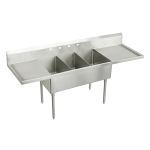 Elkay® - Sturdibilt® SS 120"x27-1/2"x14" F/M Triple Comp Scullery Sink w/Left Drainboard-SS8372LR