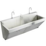 Elkay® - Stainless Steel 60" x 23" x 26" Wall Hung Double Station Surgeon Scrub Sink Kit-EWSF26026SACC