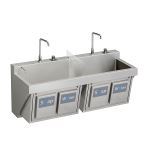 Elkay® - SS 60"x23"x26" W/H Double Station Surgeon Scrub Sink Kit w/Soap Water Knee Activation-EWSF26026KWSC