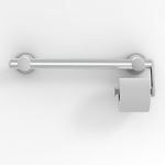 Smartbar™ - Toilet Paper Holder SmartBar™ Brushed Stainless Steel Bar with White Mounts and White Elliptical Bar