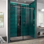 Floor & Decor - Enigma-XO Polished Tuxedo Frameless Sliding Glass Shower Door/Smoke Grey Glass