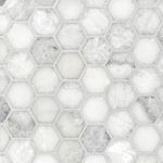 Floor & Decor - Carrara Marble Sahara Carrara 2 in. Hexagon Marble Mosaic