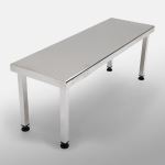 Terra Universal - Gowning Bench; 304 Stainless Steel, Solid Top, 48Wx15.5Dx18H, Free Standing, Square Tube