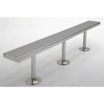 Terra Universal - BioSafe®Gowning Bench;304 Stainless Steel,Solid Top,72Wx9Dx18H,Floor Mounted,Cylindrical Base