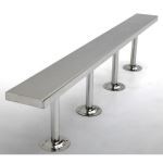 Terra Universal - BioSafe®Gowning Bench;304 Stainless Steel,Solid Top,84Wx9Dx18H,Floor Mounted,Cylindrical Base