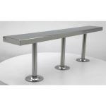 Terra Universal - BioSafe®Gowning Bench;304 Stainless Steel,Solid Top,60Wx9Dx18H,Floor Mounted,Cylindrical Base
