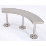 Terra Universal - Gowning Bench;304 Stainless Steel,Solid Top,Curved,48Wx9Dx18H,Floor-Mounted,Modular,Cylindrical Base