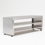 Terra Universal - Gowning Bench; 304 Stainless Steel, Solid Top, 84Wx16Dx18H, Free Standing, Integrated Bootie Rack