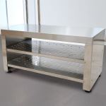 Terra Universal - Gowning Bench; 304 Stainless Steel, Solid Top, 36Wx16Dx18H, Free Standing, Integrated Bootie Rack