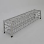 Terra Universal - Gowning Bench; 304 Stainless Steel, Rod Top, 72Wx16Dx18H, Free Standing, Integrated Bootie Rack