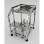 Terra Universal - Mobile Step Ladder;2 Steps,304 or 316 Stainless Steel,20x21.5x24,Ledge Only,BioSafe,300 lbs Capacity