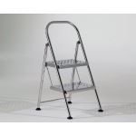 Terra Universal - Step Ladder;2 Steps,Electropolished,Diamond Plated,18x20x36,BioSafe,250 lbs Capacity