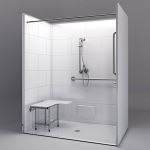 Freedom Showers By AP - 62⅝" x 38¼", ADA Roll In Shower, Center Drain - Model: APF6238BF5P.75