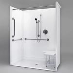 Freedom Showers By AP - ADA Roll in Shower, 63" x 32", 4-Piece, Center Drain- Model: APC6332BF4PC