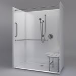 Freedom Showers By AP - ADA Roll In Shower, 63" x 34", 1-Piece, Center Drain - Model: APC6334BF1P