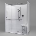 Freedom Showers By AP - ADA Roll In Shower, 62" x 36", 1-Piece, Center Drain - Model: APC6236BF1PT