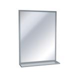 American Specialties, Inc. - 0605 Series Stainless Steel Inter-Lok Angle Frame - Plate Glass Mirror with Shelf, Variable Sizes