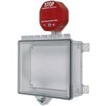 Safety Technology International, Inc. - Protective Cabinet, Polycarbonate with Backplate, Auto Siren and Thumb Lock - Clear - STI-7523