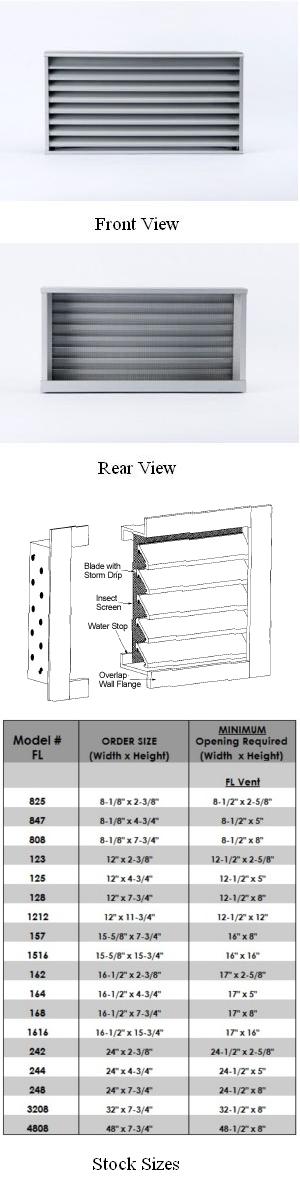 Model FL - Extruded Aluminum Brick & Block Vents - Flanged