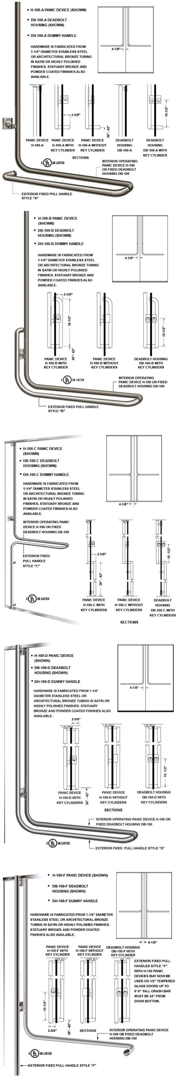 Tubular Hardware Panic Device H 100 Deadbolt Housing Db Dummy Tubular Hardware Panic Device H 100 Deadbolt Housing Db