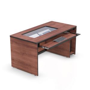 Recessed Monitor Computer Desk With Retractable Tray Afc