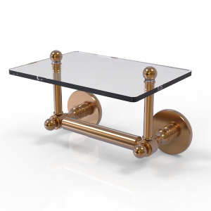 Prestige Skyline Collection Double Post Toilet Paper Holder with Glass  Shelf in Satin Brass
