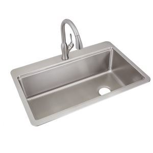 Elkay Crosstown Stainless Steel 33 in. Single Bowl Dual Mount Kitchen Sink with Workstation Kit, Silver