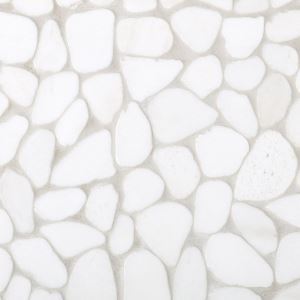 Pebblino Mosaici Flat Tumbled Thassos II Pebble Marble Mosaic – Floor ...