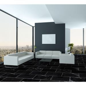 Ryker Black Leathered Marble Tile