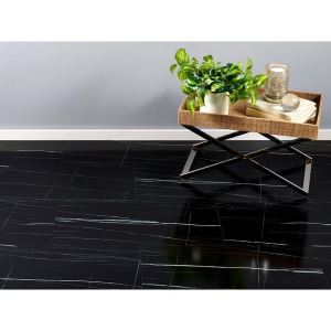 Black Marble Luxury Vinyl Tile - Cork Back